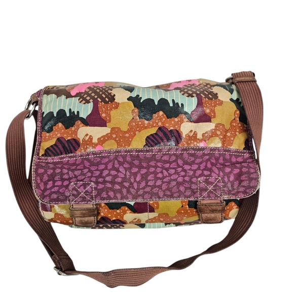 Fossil Key-Per Colorful Coated Canvas Messenger Crossbody Laptop Bag - Picture 2 of 14